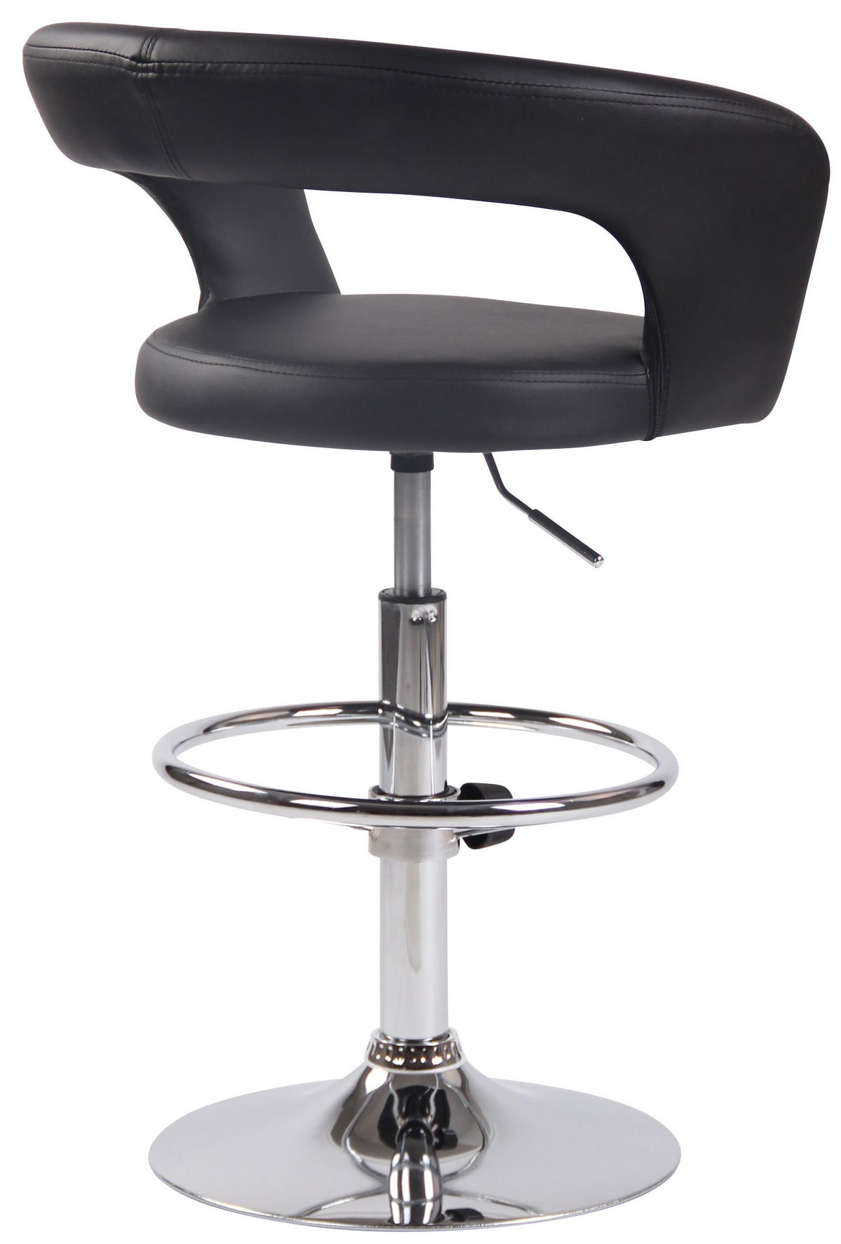BARHOCKER 2er Set Lederlook schwarz - Chromfarben/Schwarz, Textil/Metall (58/82/47cm) - CLP