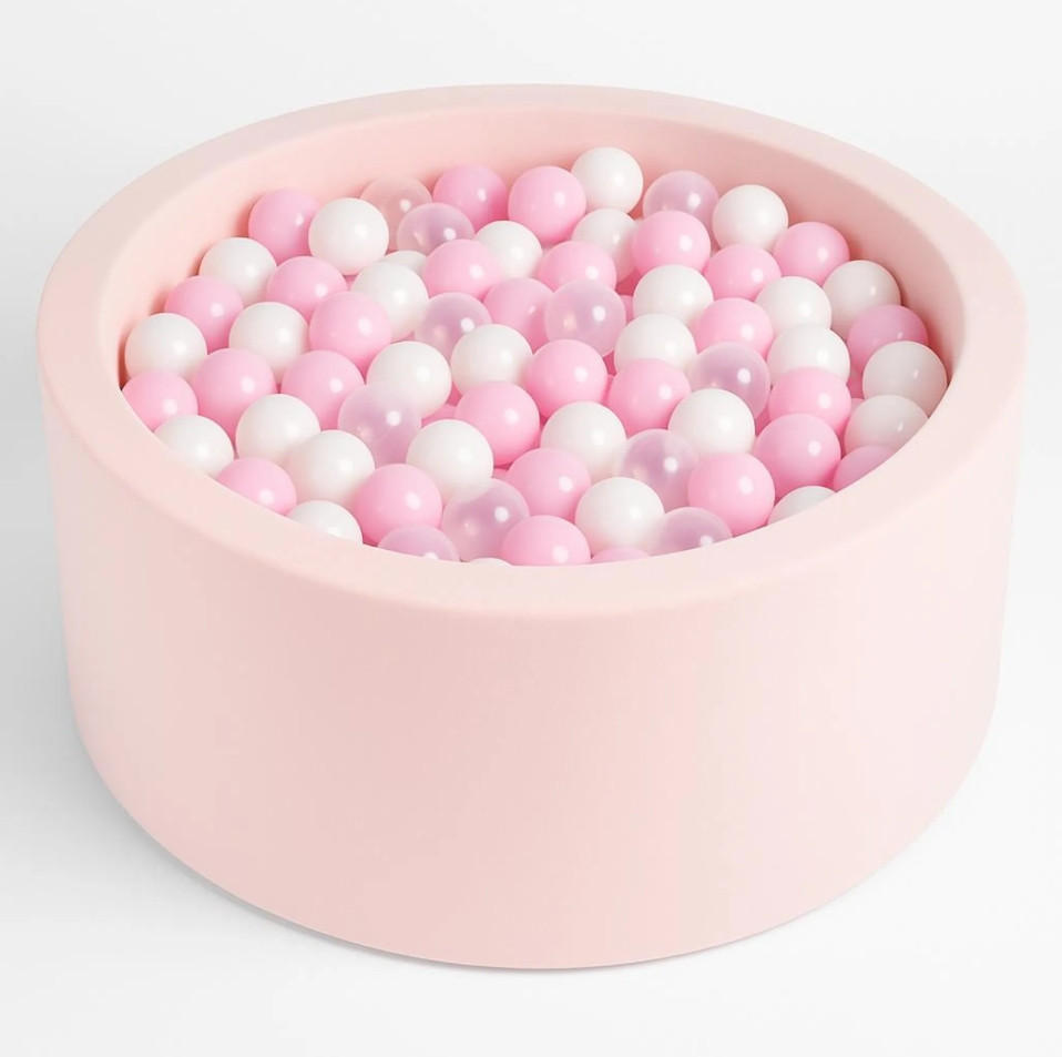 BÄLLEBAD Farbmix 90 cm Durchmesser inkl. 200 Bälle - Pink/Transparent, Textil (90/30/30cm) - AngeLove