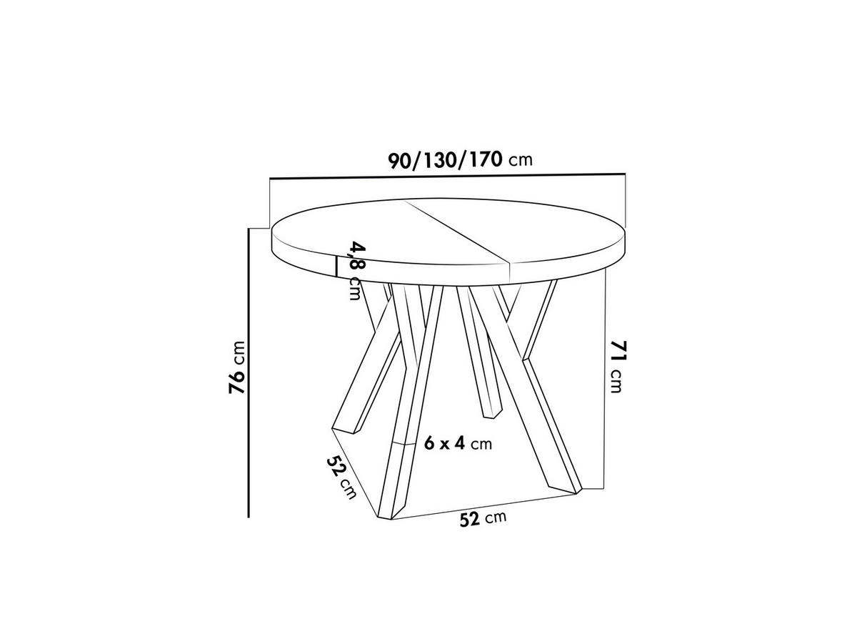 ESSTISCH Twixy runder ausziehbarer, Lefkas Eiche 90-170/90/76 cm - Alteiche/Braun, Holz/Holzwerkstoff (90/170/76cm) - WFL GROUP