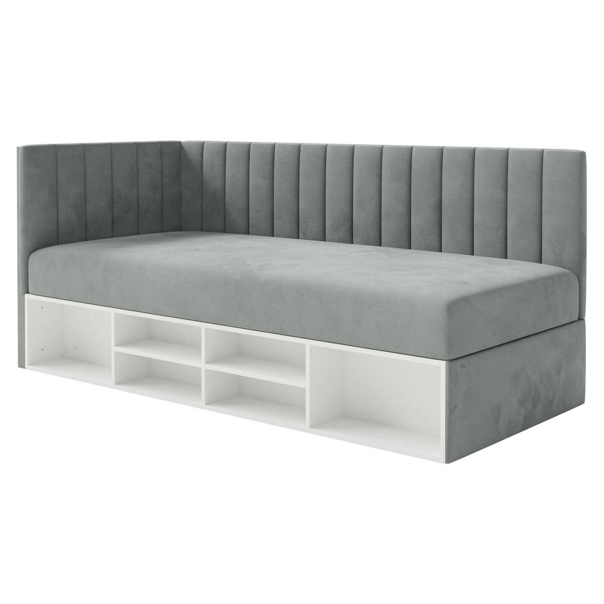 JUGENDBETT Ventrio Grau Easy-Clean-Samtbezug 90x200 cm - Grau, Holz/Textil (90/200cm) - Selsey