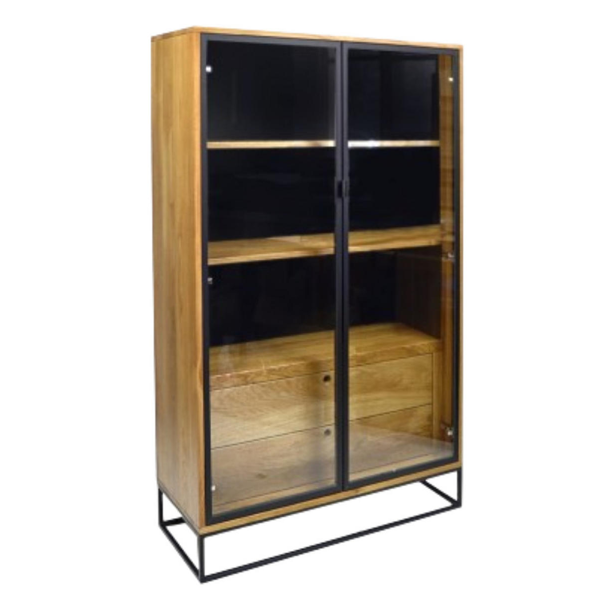 VITRINE aus Eichenholz ins Wohnzimmer Arbeitzimmer MERIS - Eichefarben, Holz (100/160/40cm) - Rawood Furniture