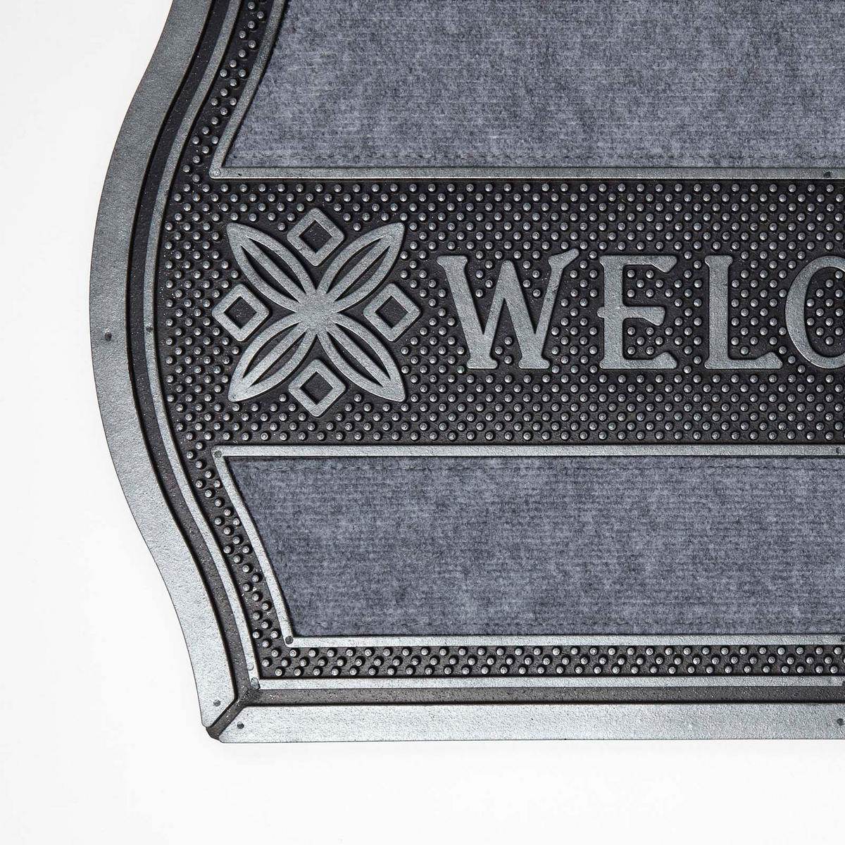 FUSSMATTE Welcome silber-grau, geschwungen 45/75 cm - Grau, Naturmaterialen (45/75cm) - Homescapes