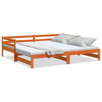 TAGESBETT Ausziehbar Wachsbraun 90/200 Cm Massivholz Kiefer - Braun, Holz (90/200cm) - vidaXL