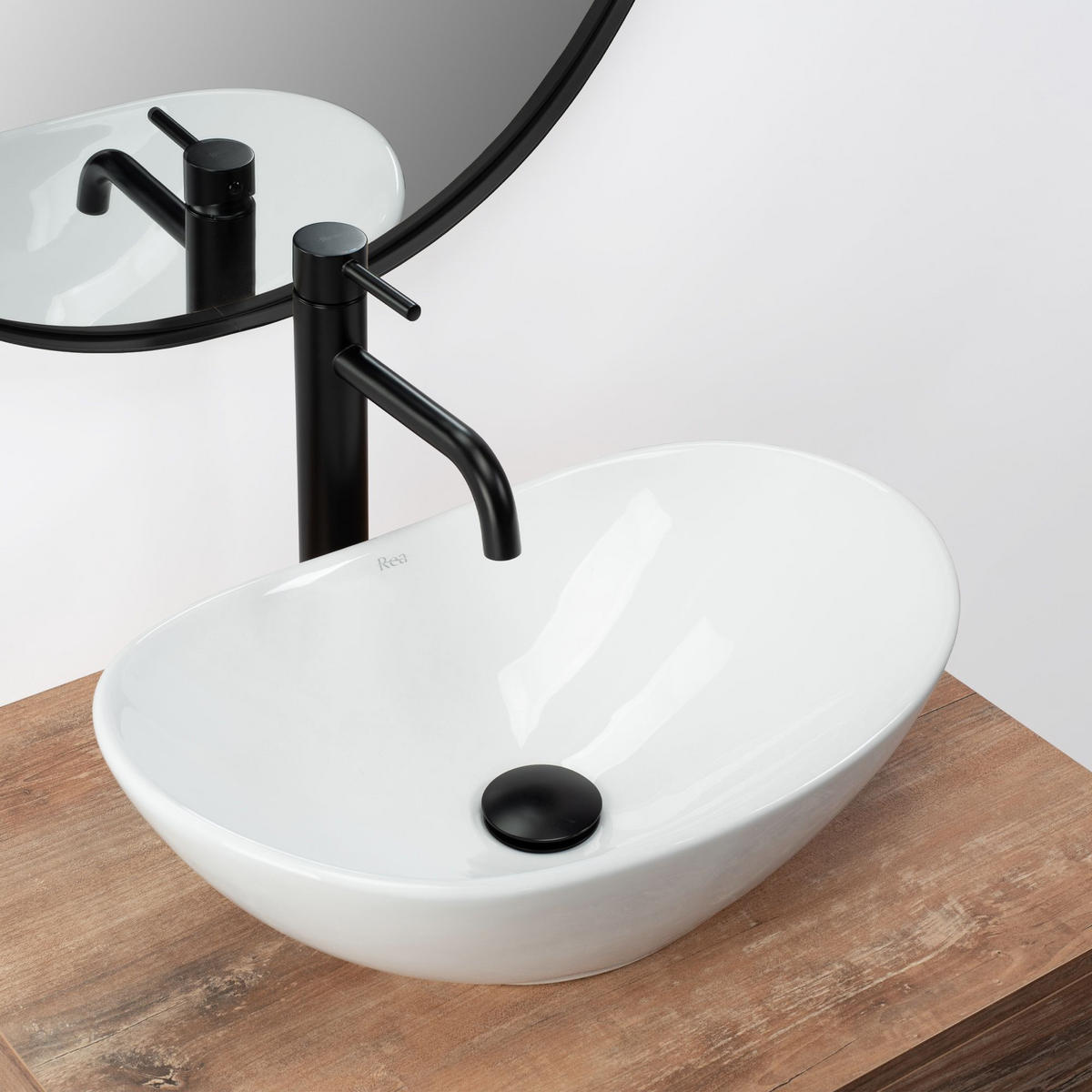 AUFSATZWASCHBECKEN Rea Royal Mini White - Weiß, Keramik (30/15/47cm) - REA