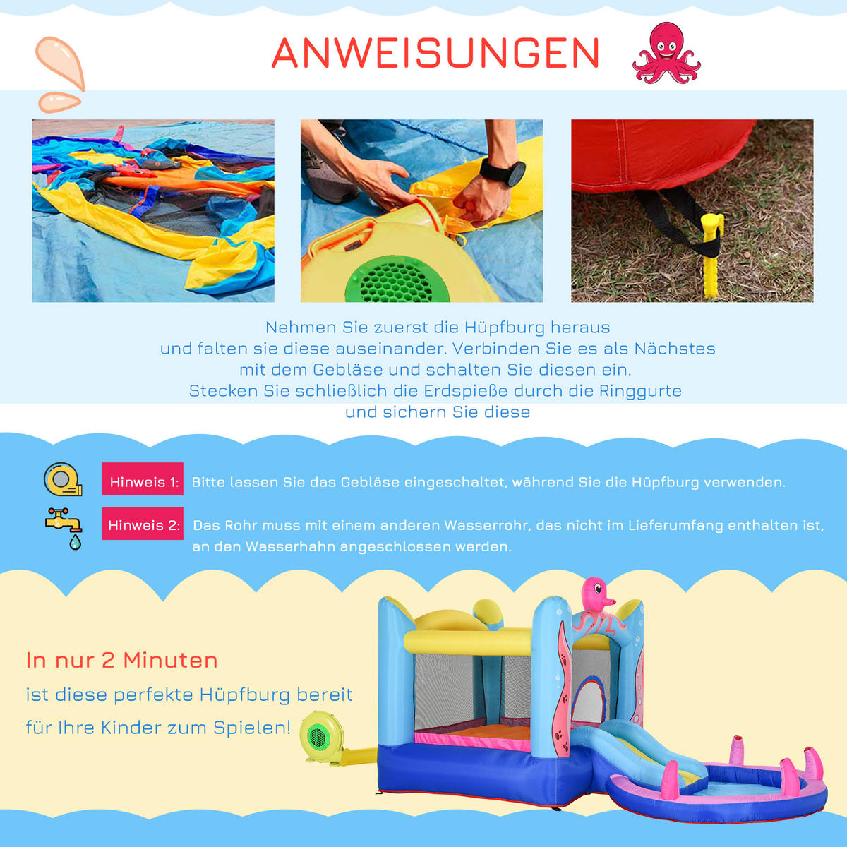HÜPFBURG - Multicolor, Kunststoff (175/360cm) - Outsunny
