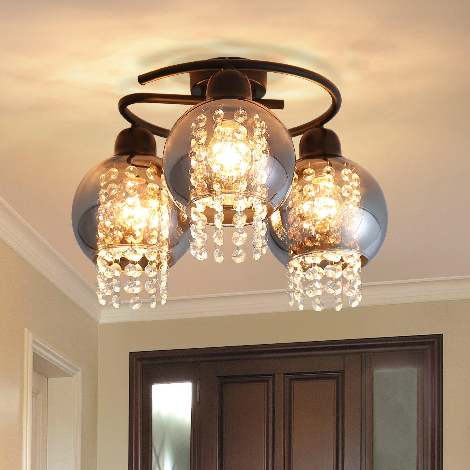 DECKENLEUCHTE Mandel 37/23/37 cm - Schwarz, Metall (23/37/37cm) - Nettlife