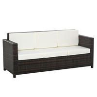 POLY-RATTAN Sofa, Metall, Braun+Weiß - Multicolor, Metall (70/80/185cm) - Outsunny