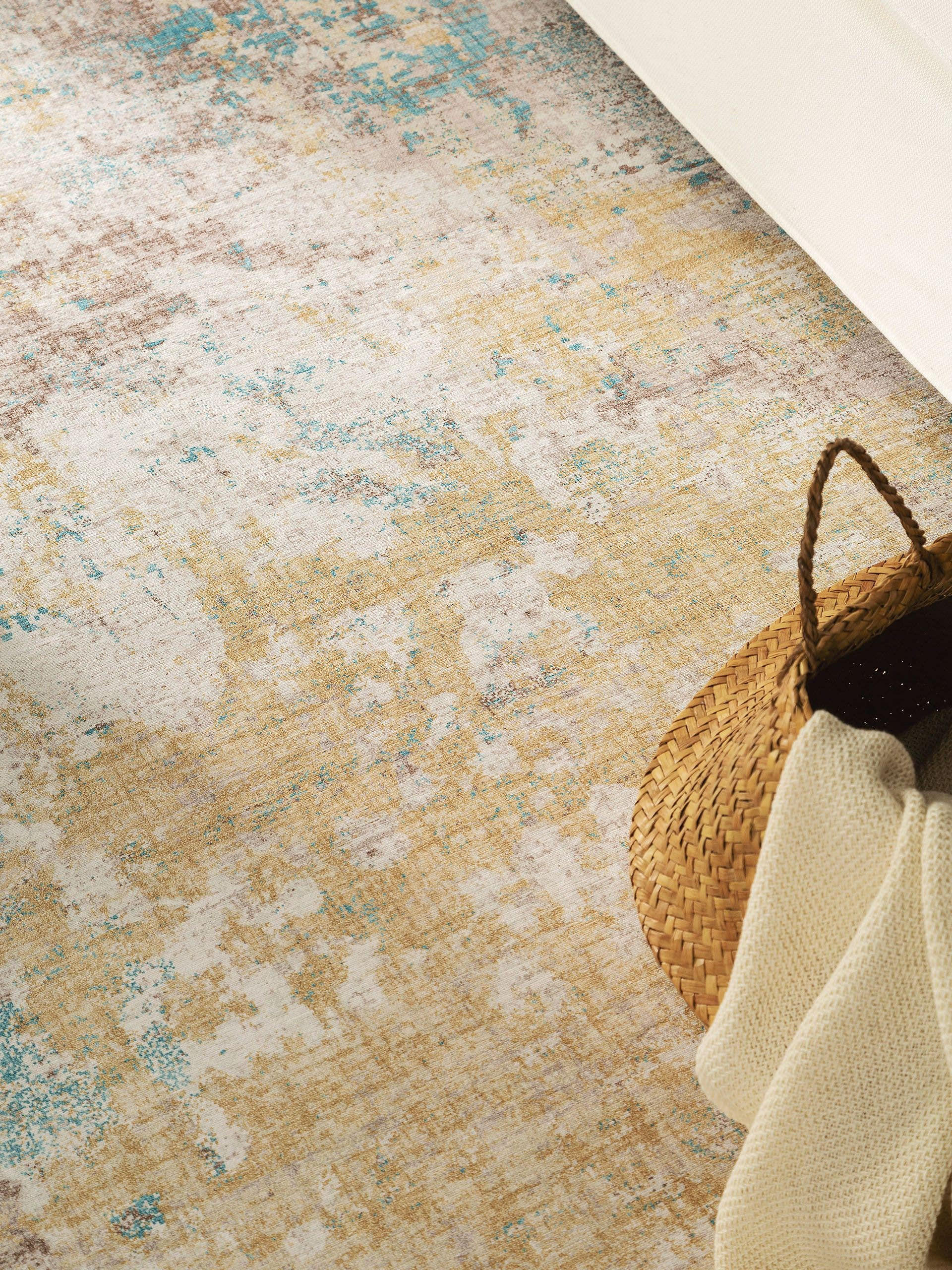 Thumbnail - benuta Pop Teppich, Gelb, Textil, Abstrakt, Rechteckig, 80x150 cm, Gots, wasserabweisend, Teppiche & Böden, Teppiche