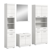 BADKOMBINATION 4tlg. Scout Bad in weiß Nachbildung und weiß hochglanz B/H/T: 186x191x34 cm - Weiß, Holz (186/191/34cm)