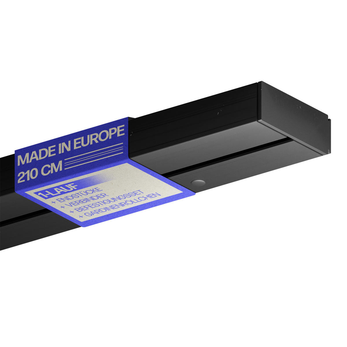 GARDINENSCHIENE 210cm (1x90/1x120cm) 1-läufig - Schwarz, Kunststoff (6/1.8/210cm)