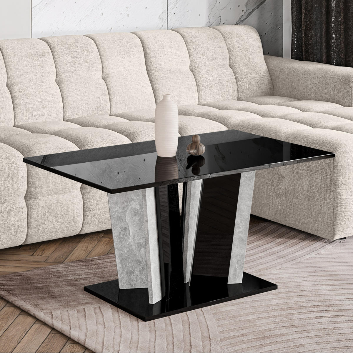 COUCHTISCH 100 cm in Schwarz glänzend - Schwarz Hochglanz, Holzwerkstoff (60/100/55cm) - Home Collective