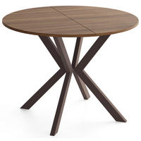 ESSTISCH Valio rund oval ausziehbar verlängerbar mit braunen Metallbeinen, Nussbaum Braun 100-140/100/76 cm - Walnussfarben/Braun, Holzwerkstoff/Metall (100/140/76cm) - WFL GROUP