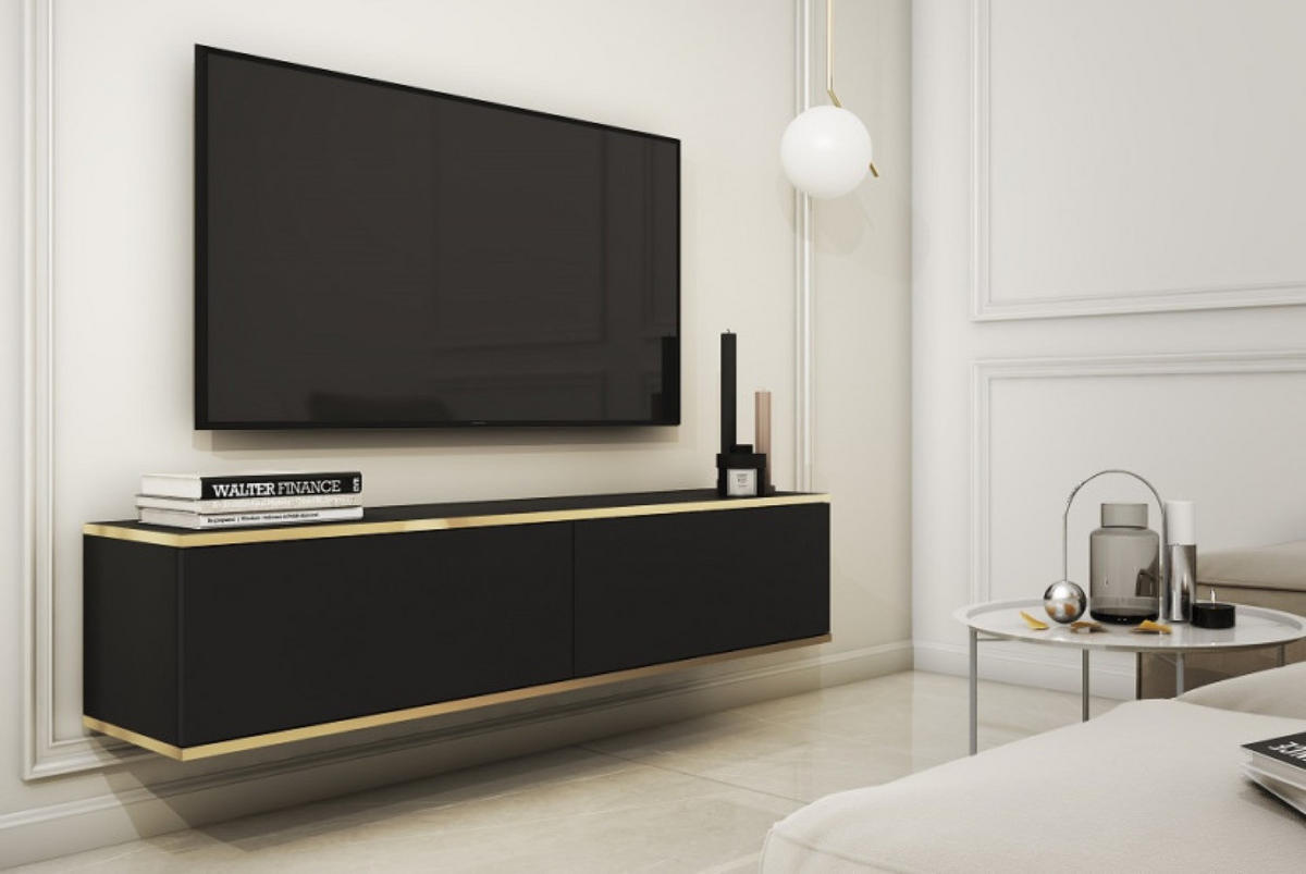 TV-SCHRANK Schwarz POLO Front Glatt 135 cm - Schwarz, Holzwerkstoff (135/30/32cm) - Sepro Meble