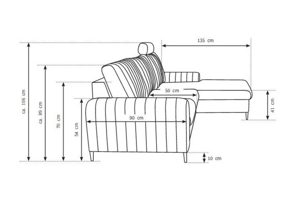 ECKSOFA MANGO, Eckcouch in L-Form mit Schlaffunktion und Bettkasten, Farbe: Grau, Velourstoff, Ottomane Links - Grau, Textil (251/164cm) - Sepro Meble