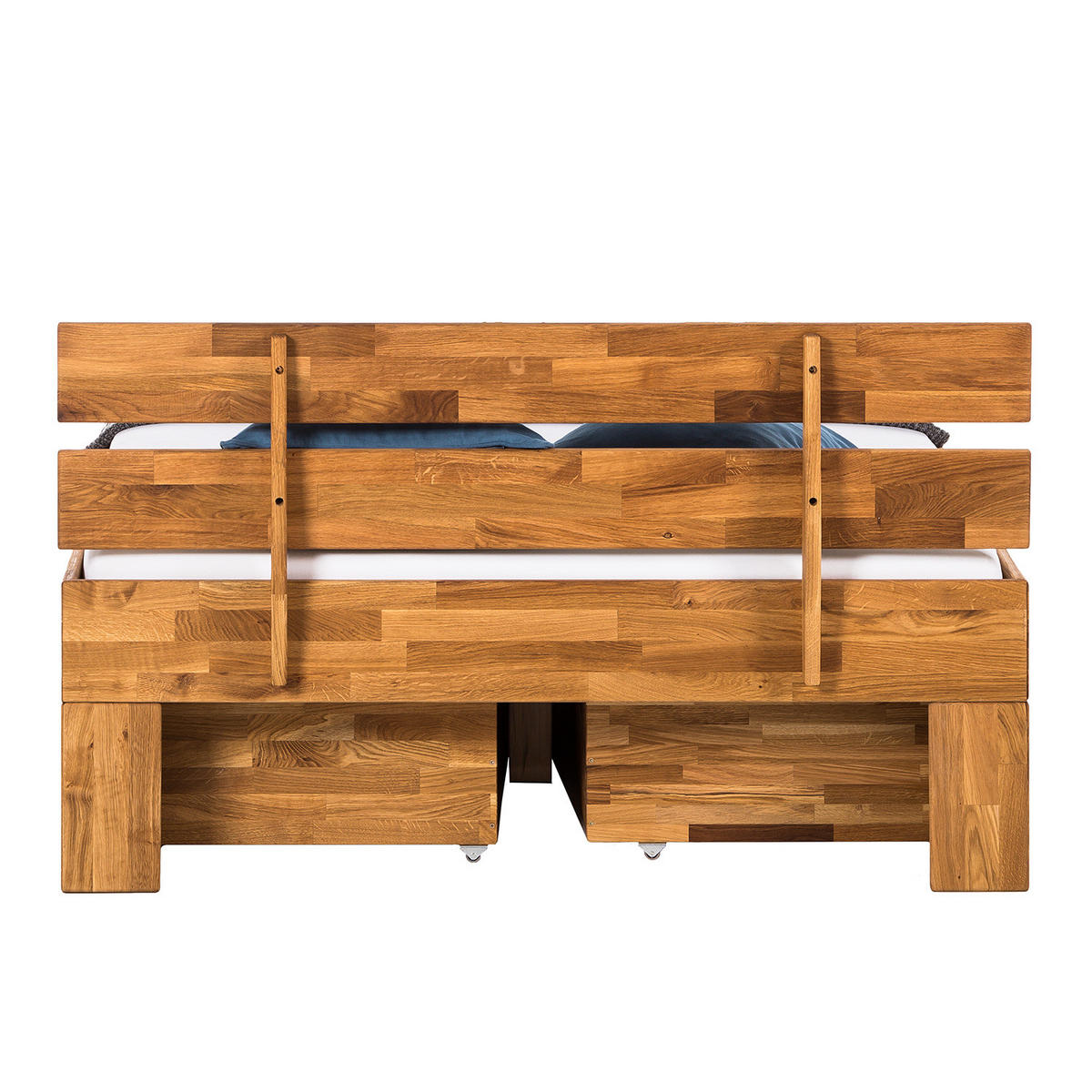 MASSIVHOLZBETT - Eiche massiv - Eichefarben, Holz (140/200cm) - home24