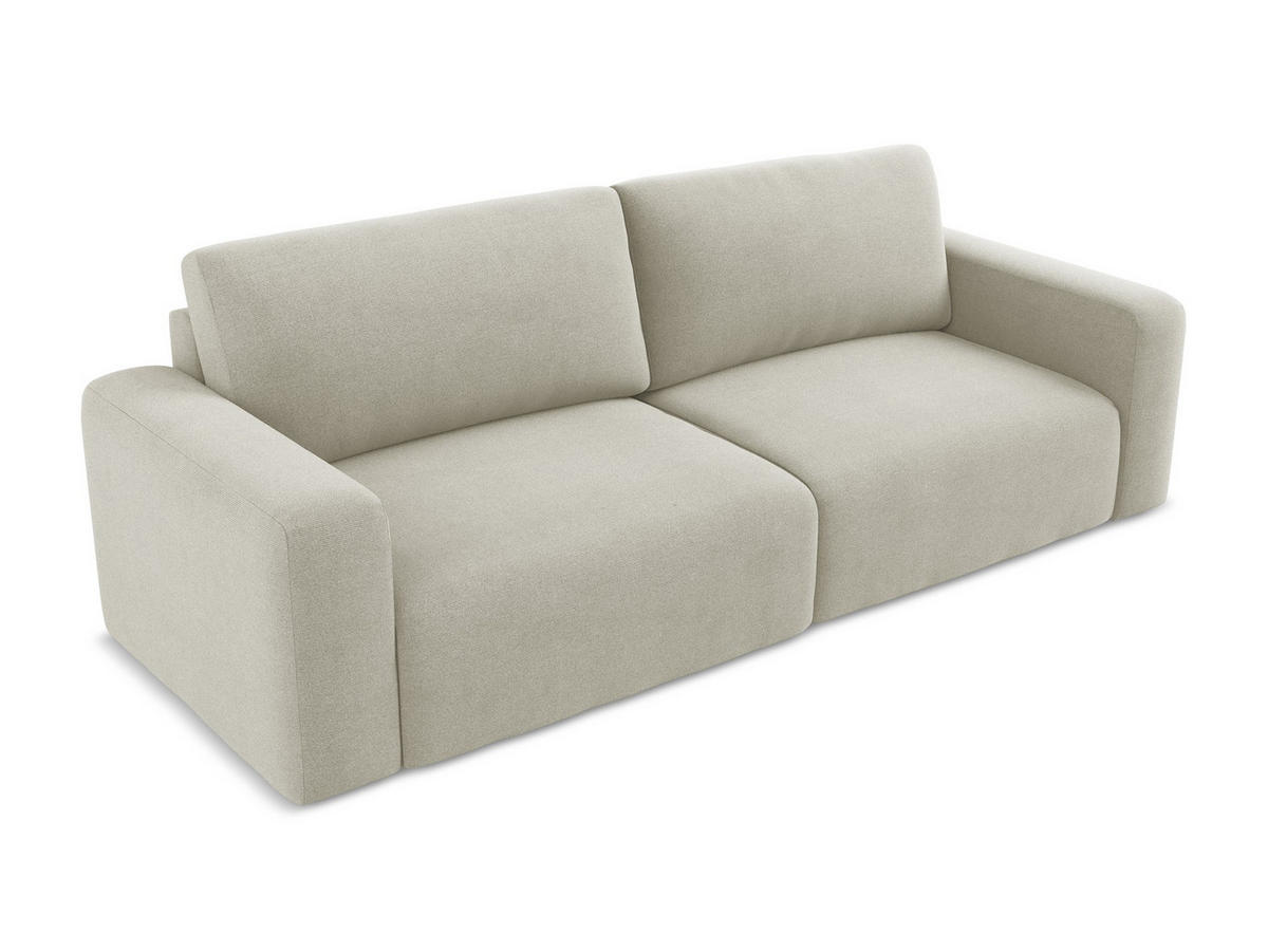 3-SITZER SOFA mit Schlaffunktion Strukturstoff Stoff Beige - Beige/Creme, Kunststoff/Textil (244/79/102cm) - Makamii