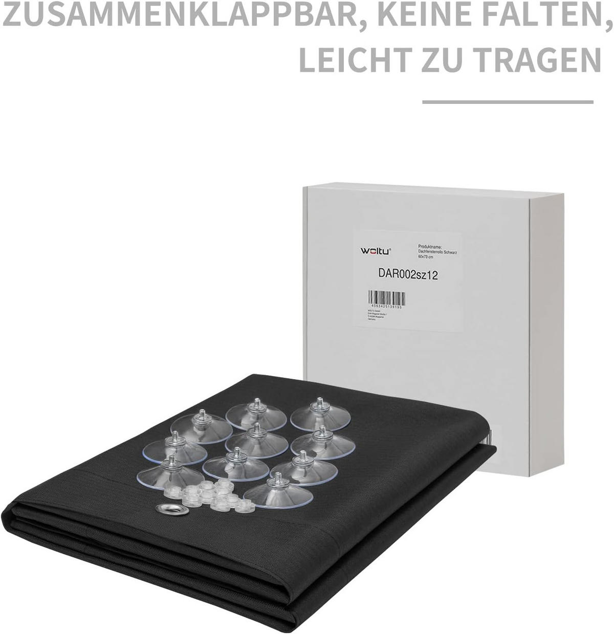 ROLLO für Fenster ohne Bohren 76 x 93 cm Schwarz - Schwarz, Kunststoff (76/93cm) - Woltu