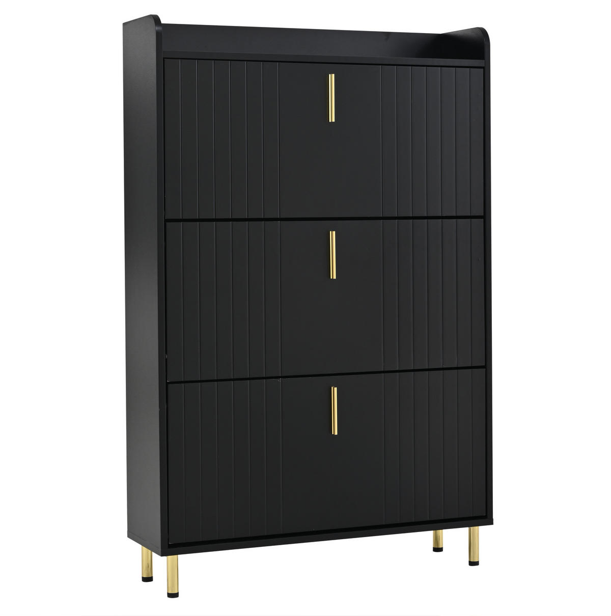 SCHUHSCHRANK 80/23/123,5 cm mit 3 Klappen, verstellbaren Einlegeböden und Ablagefläche, Schwarz - Schwarz, Holzwerkstoff (80/123.5/23.5cm) - Redom