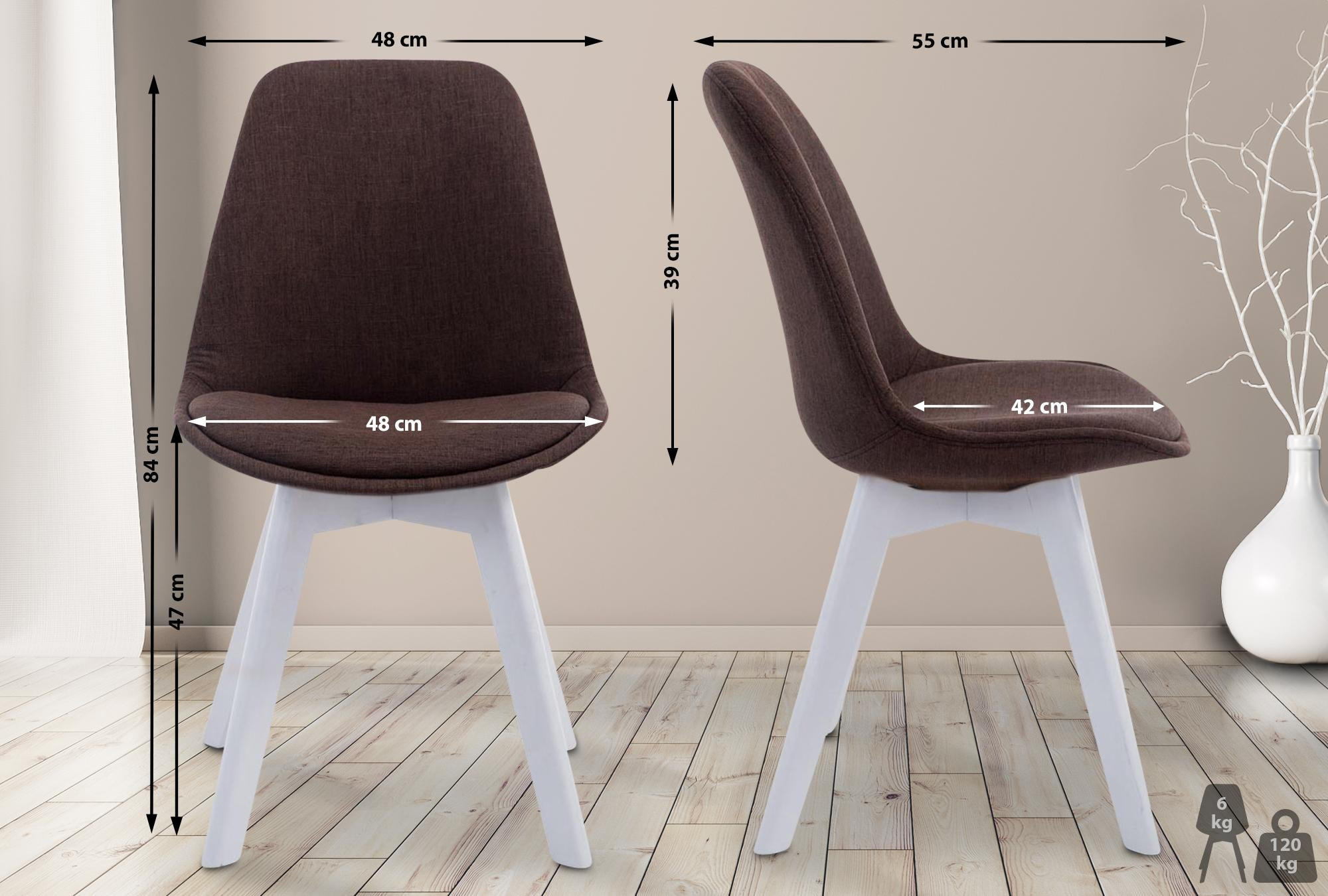 STUHL Stoff Braun - Weiß/Braun, Holz/Textil (48/84/55cm) - CLP