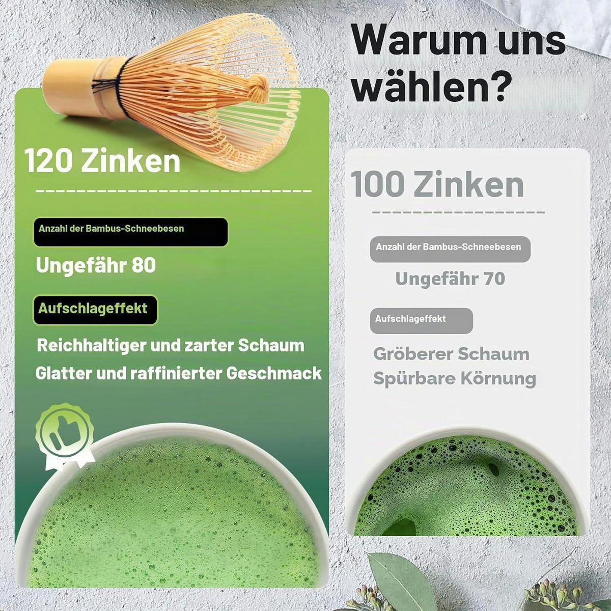 MATCHA Set 5-teiliges Set - Weiß, Naturmaterialien (11/1.5/22cm)