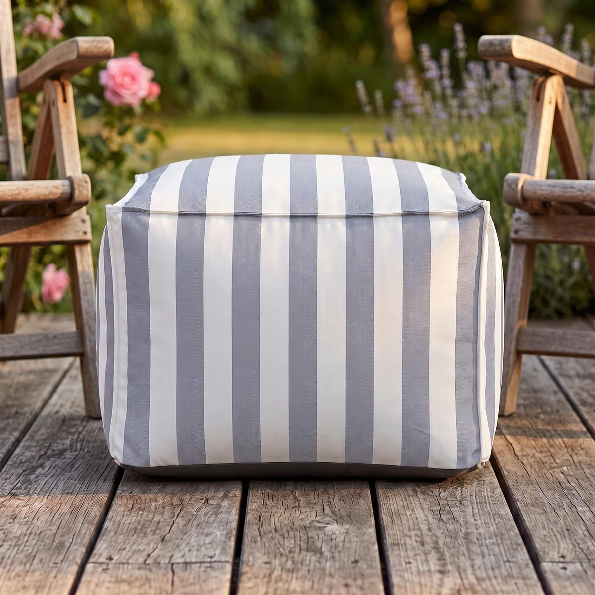 OUTDOOR Pouf Sitzsack SOFT für Garten & Terrasse, Grau - Grau, Textil (70/40/70cm) - Muffo