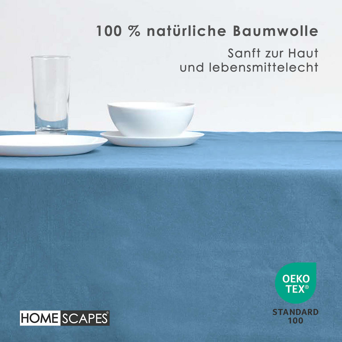 TISCHDECKE blau 137/137 cm, 100% Baumwolle - Blau, Textil (137/137cm) - Homescapes