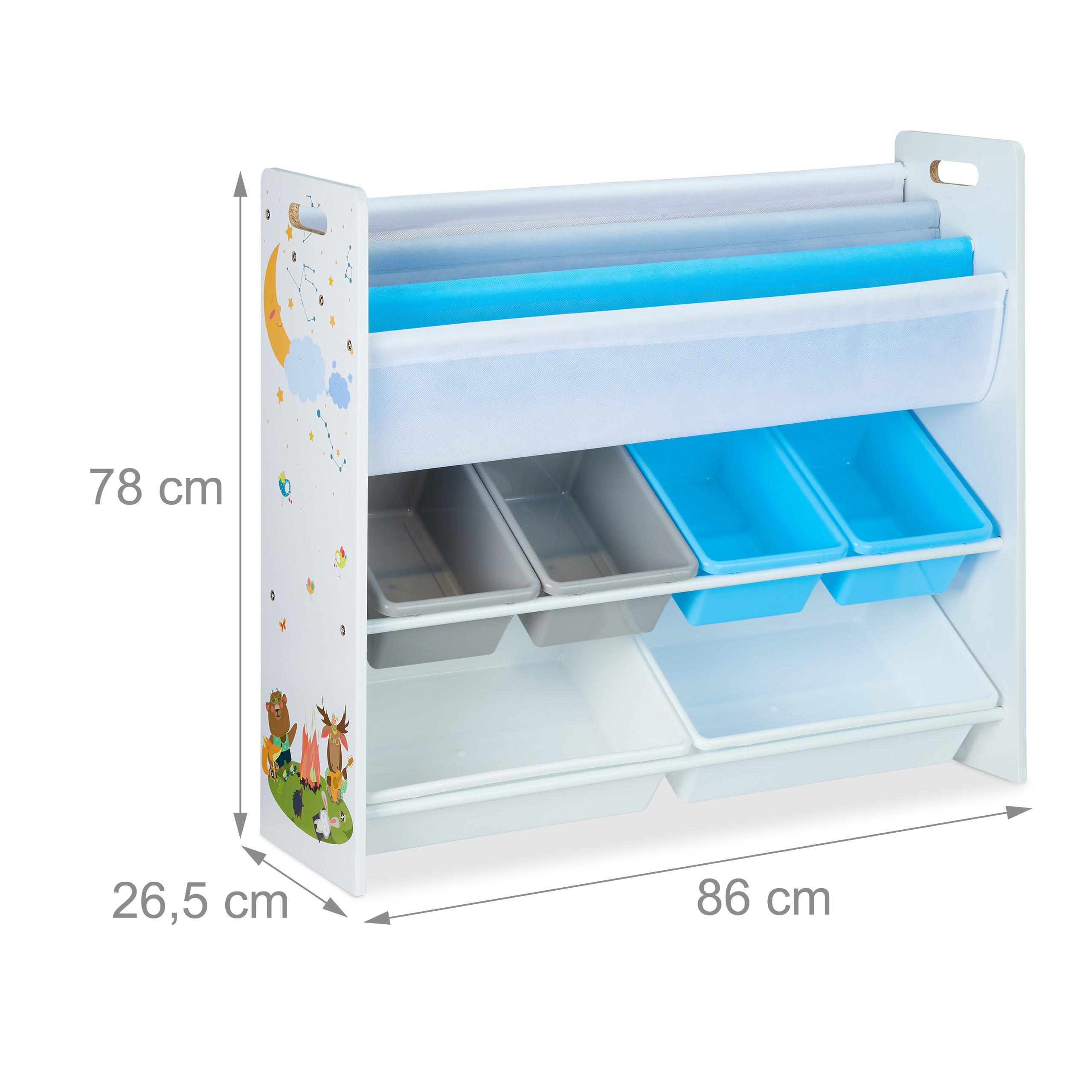 Thumbnail - Relaxdays Kinderregal, Weiß, Holzwerkstoff, Metall, Kunststoff, 86x78x26.5 cm, Kinder- & Jugendzimmer, Kindermöbel, Kind...