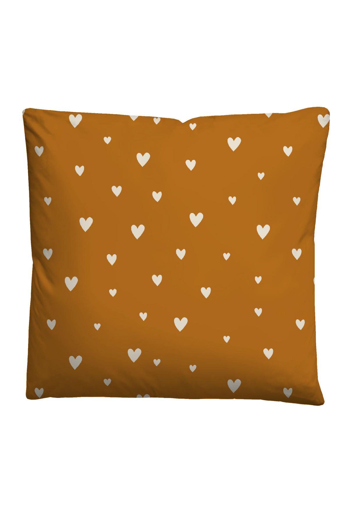 BETTWÄSCHE-GARNITUR Renforcé Herzen ocker, 135x200 cm + 80x80 cm - Currygelb, Textil (135/200cm) - Castell
