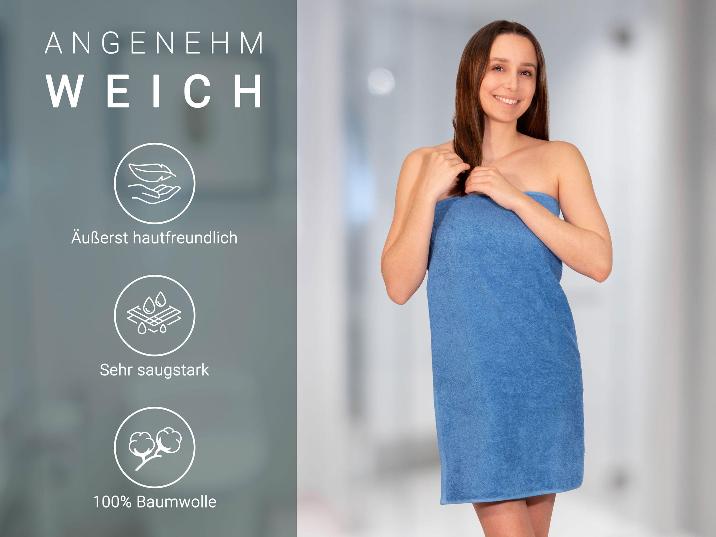 DUSCHTÜCHER, 3er-Set, 70x140 cm, 100% Baumwolle, Blau - Dunkelblau, Textil (70/140cm) - Zollner