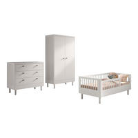 JUNIORBETT SET 70x140 Keeley Buche Weiß Holz Schrank Komfort Stabil - Weiß, Holz (55/190/100cm) - 58aufmkessel