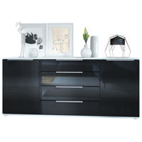 SIDEBOARD Porto Schwarz Hochglanz - Schwarz Hochglanz, Holzwerkstoff (166.5/72.5/35cm) - Vladon