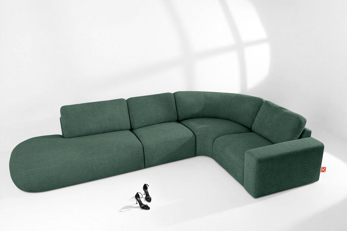 ECKSOFA LINKS ZUCCO, Grün - Grün, Holz/Holzwerkstoff (224/373cm) - KONSIMO®