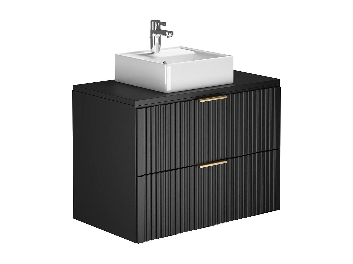 EINZELWASCHTISCH - 80cm x 46cm - MDF - schwarz - ZEVARA - Schwarz, Holz (80/57/46cm) - Vente-Unique