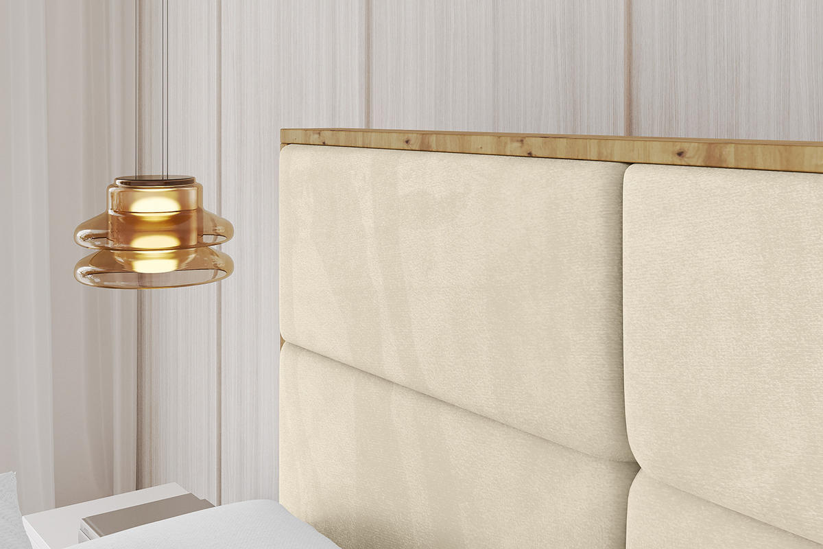 POLSTERBETT mit Bettkasten und Lattenrost, Bett mit Matratze H3/H4 - ENZO1 120x200 Beige - Ecru, Holzwerkstoff/Textil (120/200cm) - ALTDECOR
