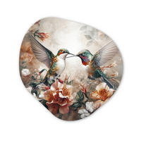 WANDBILD Kolibri - Vögel - Blumen - Natur Wanddeko 40x40 cm - Altrosa, Kunststoff (40/40cm) - MuchoWow