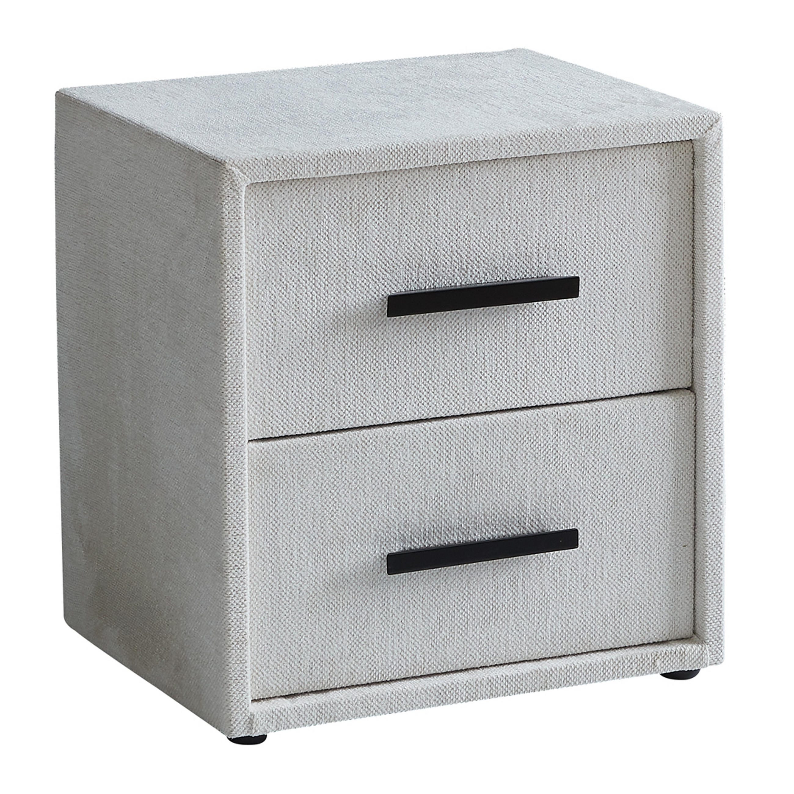 NACHTTISCH PISA 46/53/42 cm, Greige, zwei Schubladen - Greige/Schwarz, Holz/Kunststoff (49/42/53cm) - Consilio Concept