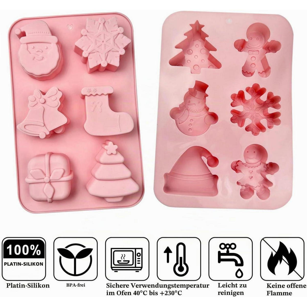 SILIKONFORM 2-teiliges Set Weihnachten - Rosa, Kunststoff