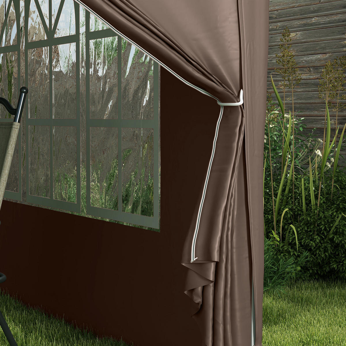 PAVILLON 295/295/258 cm mit 4 Seitenteilen, UV-Schutz und Tragetasche, Coffee - Braun, Textil (295/258/295cm) - Redom