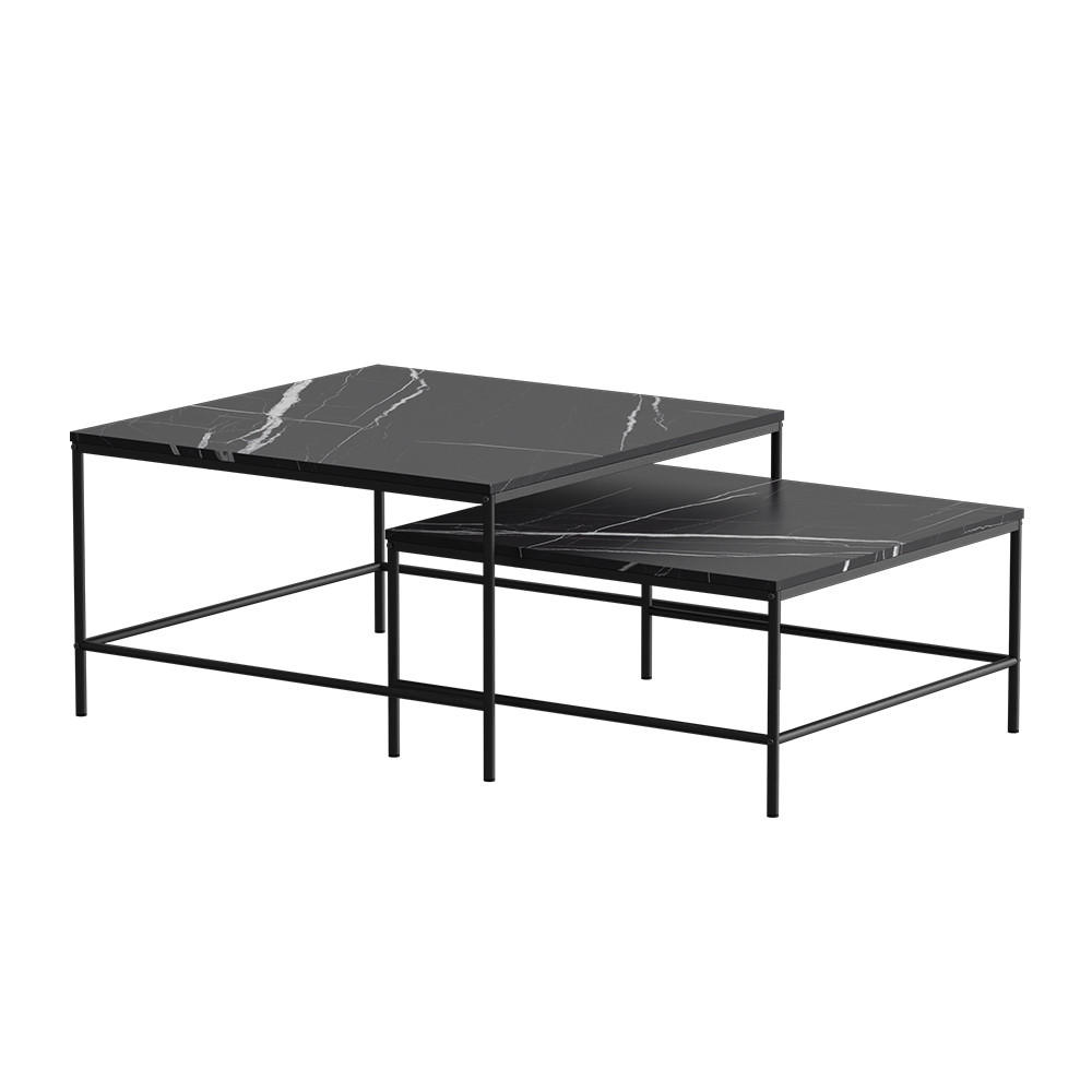 COUCHTISCH-SET Ramio Schwarz 80 x 80 cm 2 Teile - Schwarz, Holzwerkstoff (80/80/45cm) - Vicco