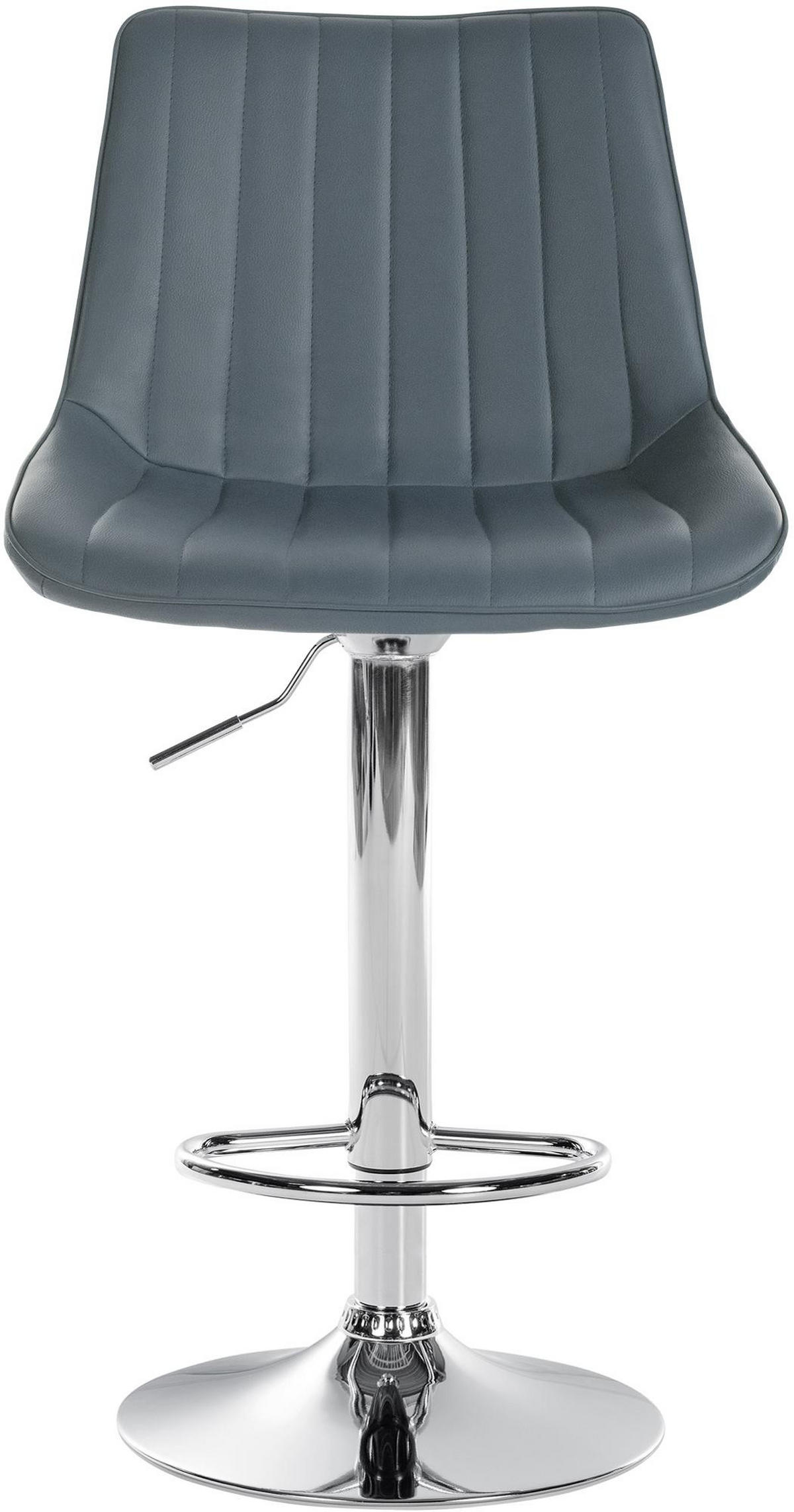 BARHOCKER RIO Grau Kunstleder Chrom - Grau, Leder/Metall (49.5/91/50cm) - DELUKE