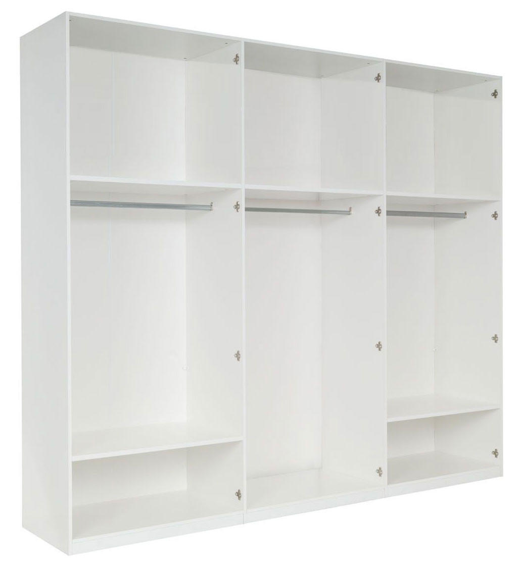 KLEIDERSCHRANK Italia weiß matt / weiß hochglanz 270 / 59 / 237cm - Weiß Hochglanz/Weiß, Holz/Holzwerkstoff (270/237/59cm) - Feldmann-Wohnen
