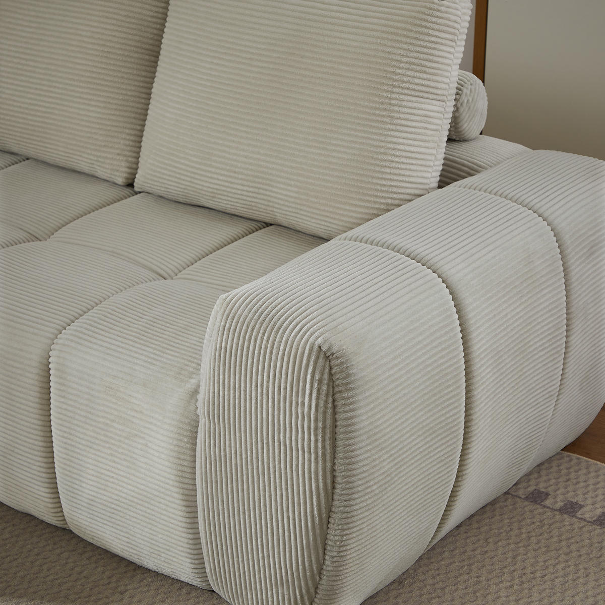 ECKSOFA Cord Beige - Beige, Textil (255/162cm) - WISHDOR