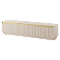 LOWBOARD Loren 180 cm in Kaschmir, dreitürig, mit geriffelten Fronten - Kaschmir/Schwarz, Holzwerkstoff/Kunststoff (182/42/39cm) - Ravio