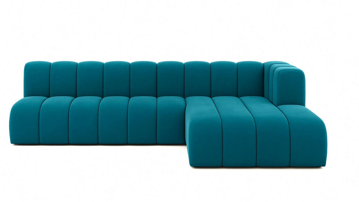 ECKSOFA GRAND L 295 cm, Stoff Salvador, Azurblau, Rechts - Blau, Holz (295/179cm) - Kaiser Möbel