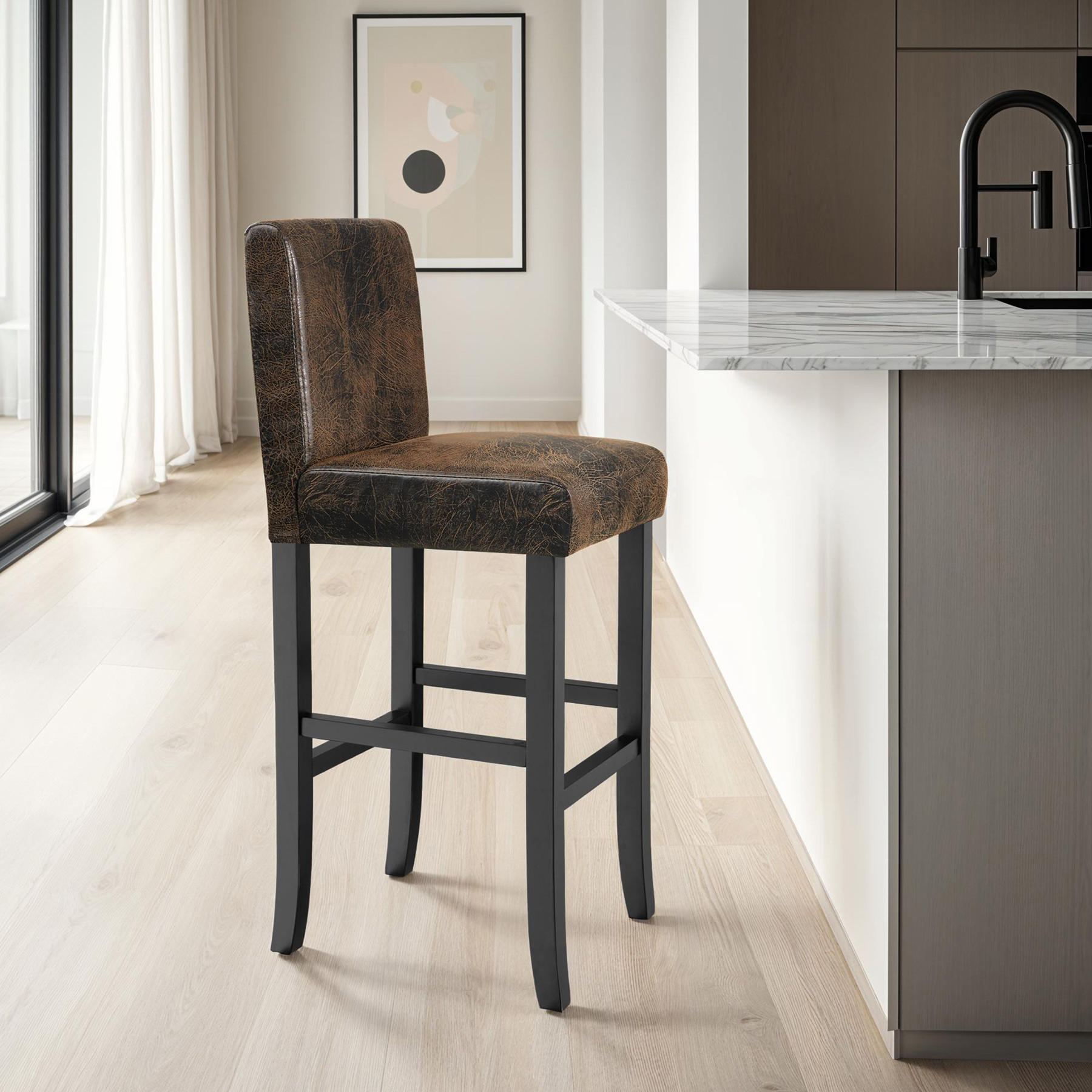 Thumbnail - tectake Barhocker, Anthrazit, Braun, Holz, 40x107x41 cm, Esszimmer, Barmöbel, Barhocker