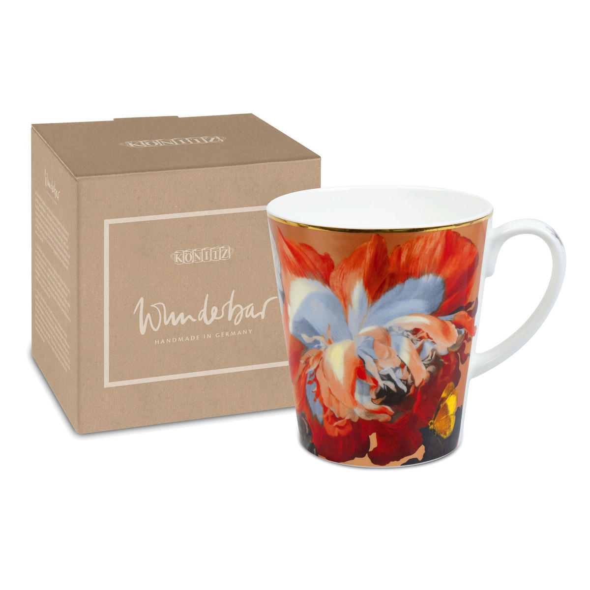 KAFFEEBECHER Wunderbar Flourish - Poppy, mit Geschenkbox - Naturfarben, Keramik (0.6L) - Könitz