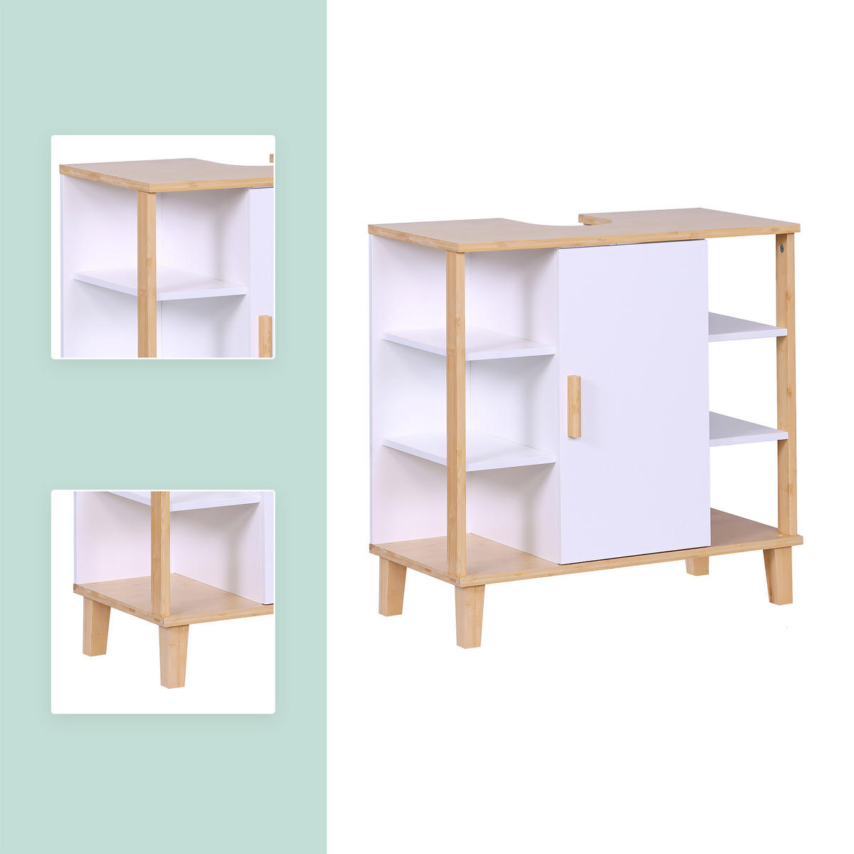 WASCHBECKENUNTERSCHRANK - Weiß, Holz/Holzwerkstoff (64/65/31cm) - Relaxdays