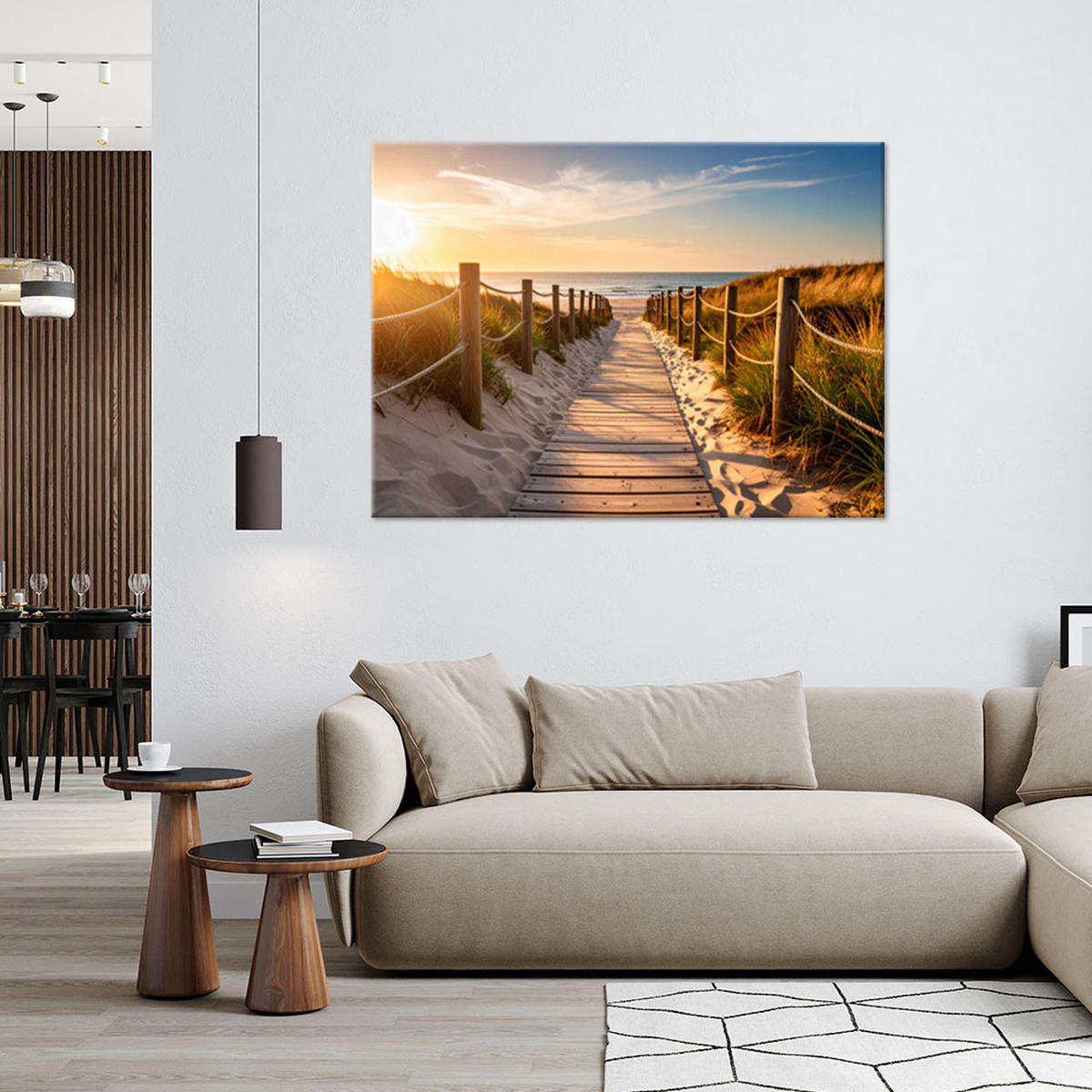 LEINWANDBILD Weg zum Strand Landschaft 100x70cm - Orange, Textil (100/70cm) - Feeby