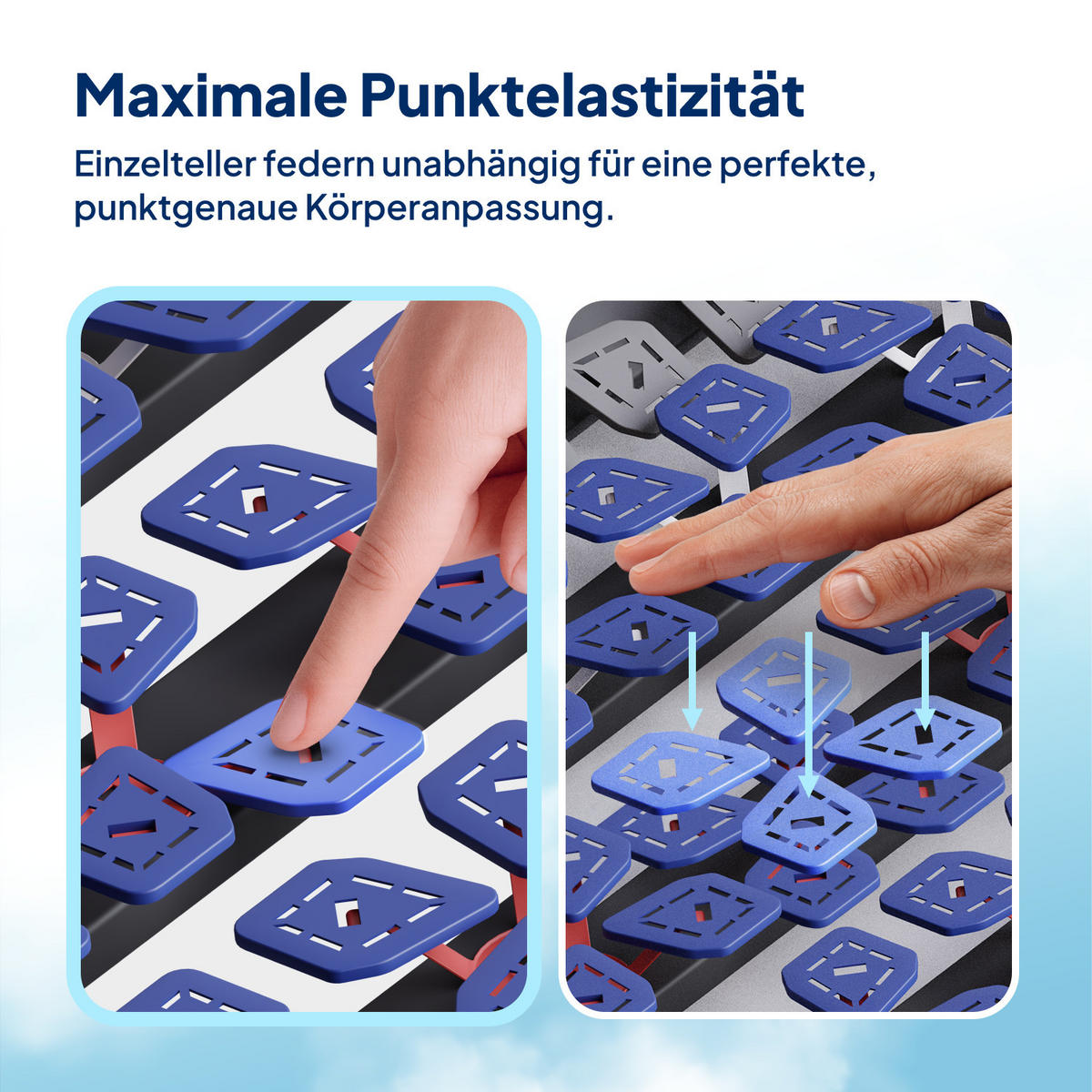 TELLERLATTENROST VERSTELLBAR 140/200 cm - Blau/Dunkelgrau, Holz (140/200cm) - AM Qualitätsmatratzen