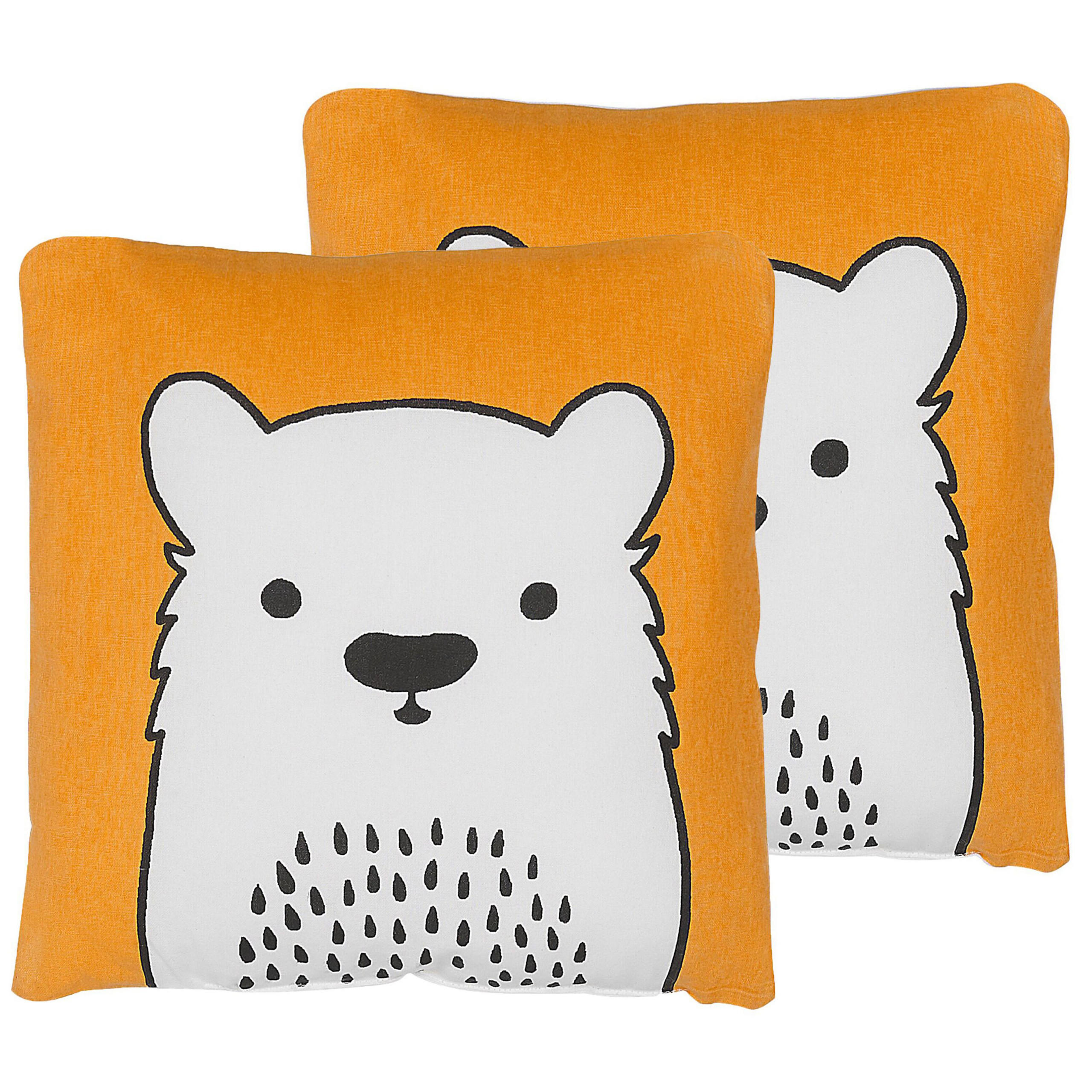 DEKOKISSEN 2er-Set Orange 45/45 cm Waranasi - Orange, Naturmaterialien/Textil (45/45cm) - Beliani